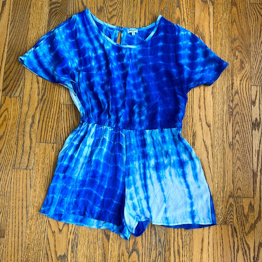 Splendid girls size 12 romper in tie dye blue and white